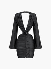 Rosette Open Back Ruched Short Dress